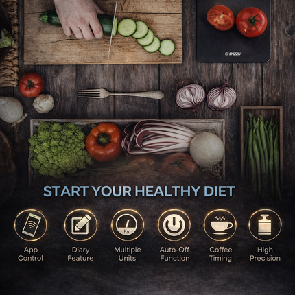 Bluetooth Food Scale with App, Digital Smart Kitchen Scale, Glass, White