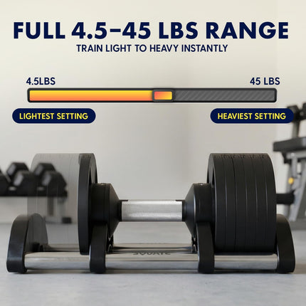 Adjustable Dumbbells with Quick Weight Change, Space-Saving Dumbbell Set with Anti‑Slip Handle, Secure Locking System, Heavy‑Duty Plates & Base for Home Workout and Strength Training
