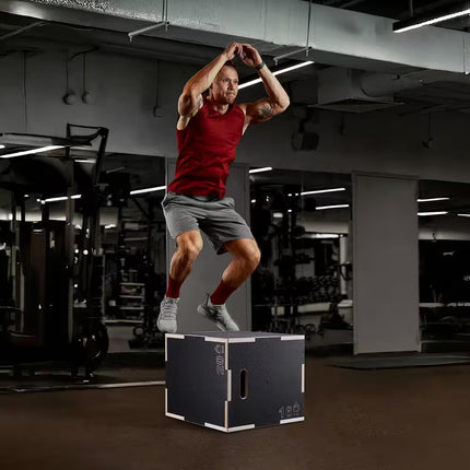 3 in 1 Plyometric Jump Box, 20/18/16 In. Wooden Plyo Box, Platform and Jumping Agility Box, Anti-Slip Fitness Exercise