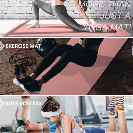 Yoga Mat with Strap, 1/3 Inch Extra Thick Yoga Mat Double-Sided Non Slip, Professional TPE Yoga Mats for Women Men, Workout Mat for Yoga, Pilates and Floor Exercises