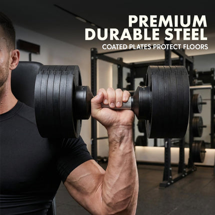Adjustable Dumbbells with Quick Weight Change, Space-Saving Dumbbell Set with Anti‑Slip Handle, Secure Locking System, Heavy‑Duty Plates & Base for Home Workout and Strength Training
