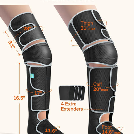 Leg Massager for Circulation and Pain Relief FSA, Gifts for Men Women Dad Mom, Leg Massager with Heat and Compression, 2 Heat 5 Modes 4 Intensities 4 Extenders