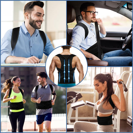 Back Brace Posture Corrector for Women and Men - Adjustable Posture Back Brace for Upper and Lower Back Pain Relief - Improve Back Posture and Lumbar Support, Medium(Waist:29-33 Inches)