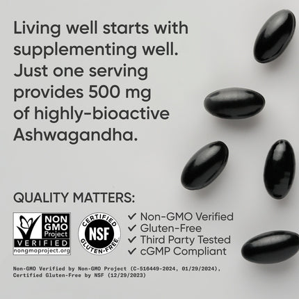 Ashwagandha 500Mg - 60 Veggie Softgels - Natural Stress & Anxiety Support