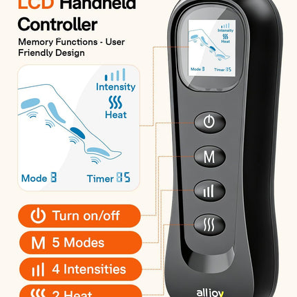 Leg Massager for Circulation and Pain Relief FSA, Gifts for Men Women Dad Mom, Leg Massager with Heat and Compression, 2 Heat 5 Modes 4 Intensities 4 Extenders