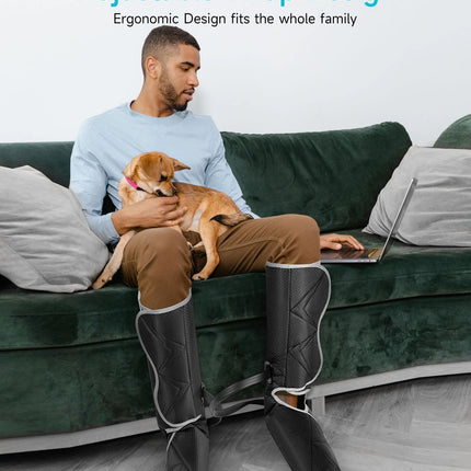 Leg Compression Boots Massager for Circulation and Pain Relief, Leg Air Compression Foot and Calf Massager with Heat