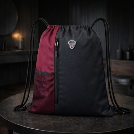 Gym-Drawstring-Backpack-Bag with Shoe Compartment and Two Water Bottle Holder Large String Backpack Sports Bag Athletic Sackpack for Men Women