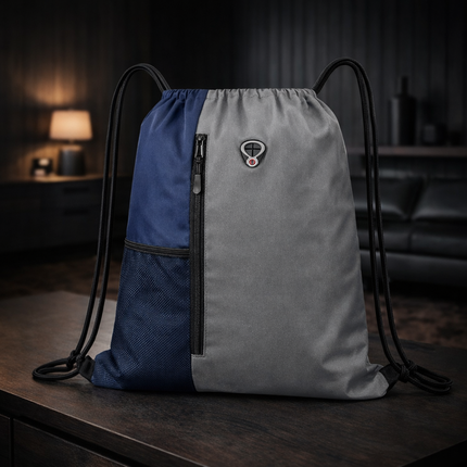 Gym-Drawstring-Backpack-Bag with Shoe Compartment and Two Water Bottle Holder Large String Backpack Sports Bag Athletic Sackpack for Men Women