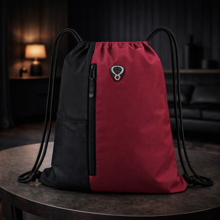 Gym-Drawstring-Backpack-Bag with Shoe Compartment and Two Water Bottle Holder Large String Backpack Sports Bag Athletic Sackpack for Men Women