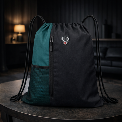 Gym-Drawstring-Backpack-Bag with Shoe Compartment and Two Water Bottle Holder Large String Backpack Sports Bag Athletic Sackpack for Men Women