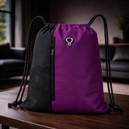 Gym-Drawstring-Backpack-Bag with Shoe Compartment and Two Water Bottle Holder Large String Backpack Sports Bag Athletic Sackpack for Men Women
