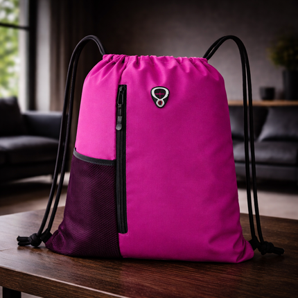 Gym-Drawstring-Backpack-Bag with Shoe Compartment and Two Water Bottle Holder Large String Backpack Sports Bag Athletic Sackpack for Men Women