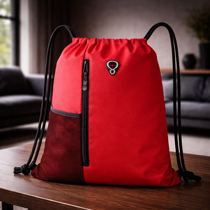 Gym-Drawstring-Backpack-Bag with Shoe Compartment and Two Water Bottle Holder Large String Backpack Sports Bag Athletic Sackpack for Men Women