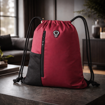 Gym-Drawstring-Backpack-Bag with Shoe Compartment and Two Water Bottle Holder Large String Backpack Sports Bag Athletic Sackpack for Men Women