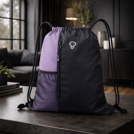 Gym-Drawstring-Backpack-Bag with Shoe Compartment and Two Water Bottle Holder Large String Backpack Sports Bag Athletic Sackpack for Men Women