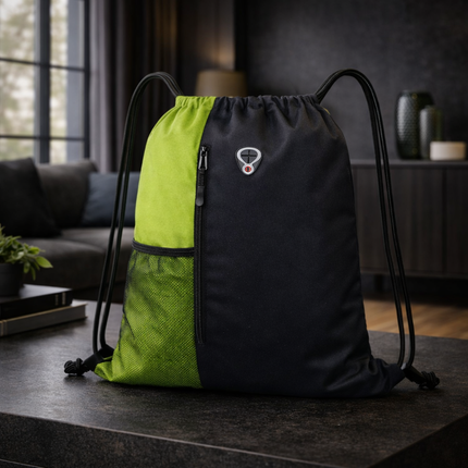 Gym-Drawstring-Backpack-Bag with Shoe Compartment and Two Water Bottle Holder Large String Backpack Sports Bag Athletic Sackpack for Men Women