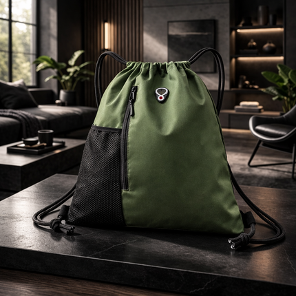 Gym-Drawstring-Backpack-Bag with Shoe Compartment and Two Water Bottle Holder Large String Backpack Sports Bag Athletic Sackpack for Men Women
