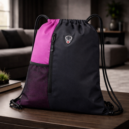 Gym-Drawstring-Backpack-Bag with Shoe Compartment and Two Water Bottle Holder Large String Backpack Sports Bag Athletic Sackpack for Men Women