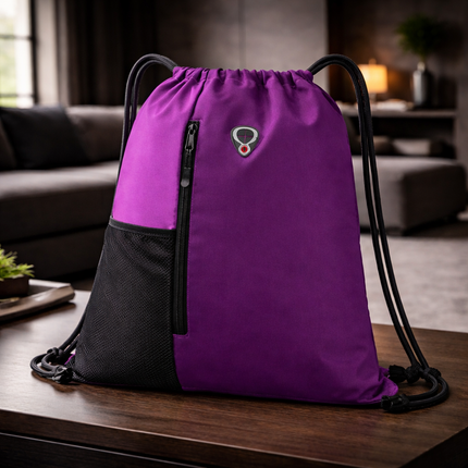 Gym-Drawstring-Backpack-Bag with Shoe Compartment and Two Water Bottle Holder Large String Backpack Sports Bag Athletic Sackpack for Men Women