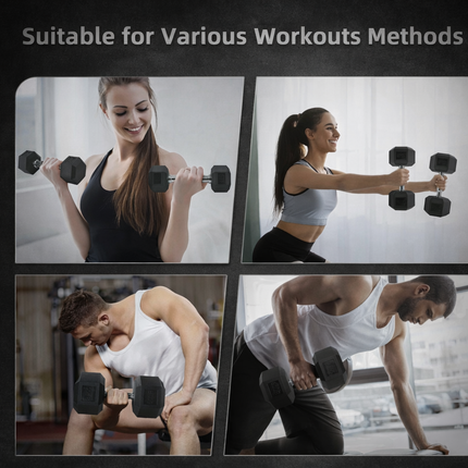 Rubber Encased Hex Dumbbell, 50Lbs, Single