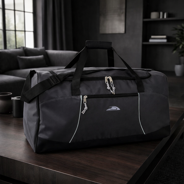 24 Inch 55 Liter Weekender Overnight Duffel Shoulder Bag for Men, Women, Teens, Gym, Travel, Sports and Recreation in Gray