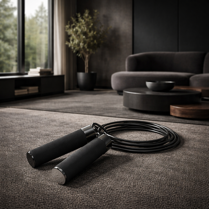 Adjustable Weighted Jump Rope, Adjusts up to 9' Length, Black