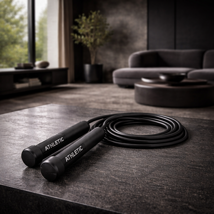 Adjustable Weighted Jump Rope, Adjusts up to 9' Length, Black