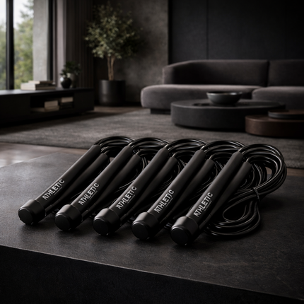 Adjustable Weighted Jump Rope, Adjusts up to 9' Length, Black