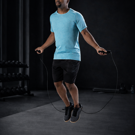 Adjustable Weighted Jump Rope, Adjusts up to 9' Length, Black