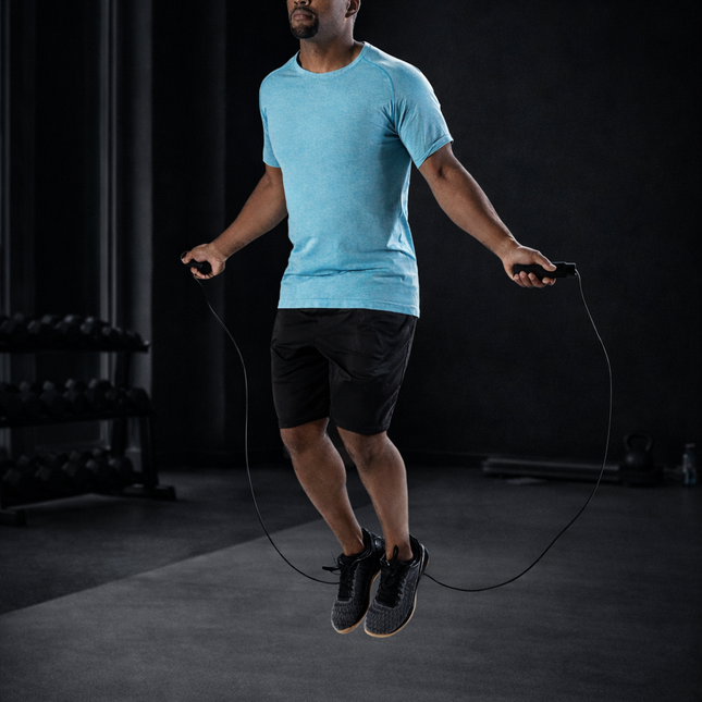 Adjustable Weighted Jump Rope, Adjusts up to 9' Length, Black