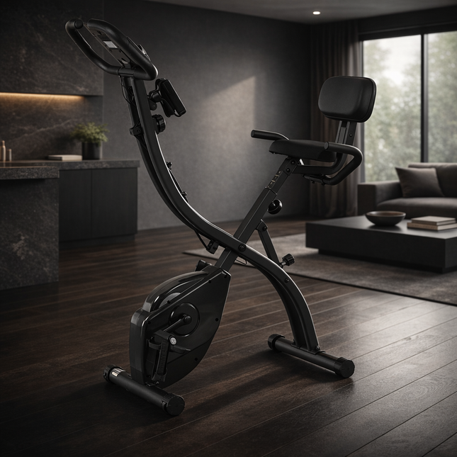 3 in 1 Exercise Bike Quiet Folding Magnetic Stationary Exercise Bikes with Arm Resistance Bands Home Workout Use