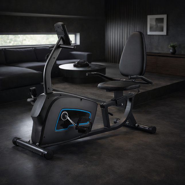 Exercise Bike Indoor Recumbent Exercise Bike Stationary with Adjustable Seat and 8 Resistance Level Seat Height Adjustment