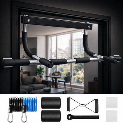 Pull up Bar for Doorway | Thickened Steel Max Limit 440 Lbs Upper Body Fitness Workout Bar| Multi-Grip Strength for Doorway | Indoor Chin-Up Bar Fitness Trainer for Home Gym Portable