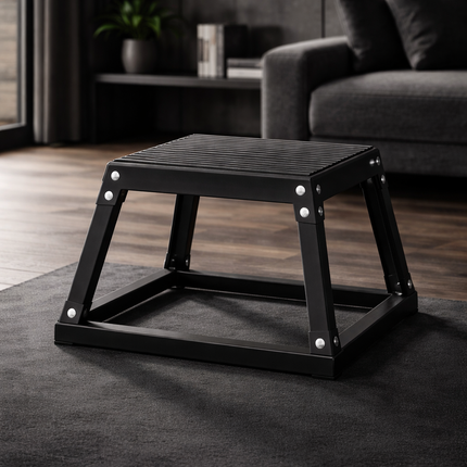 Plyometric Jump Box, 12 In. Plyo Box, Steel Plyometric Platform and Jumping Agility Box, Anti-Slip Fitness, Black