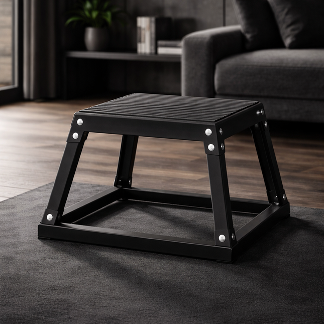 Plyometric Jump Box, 12 In. Plyo Box, Steel Plyometric Platform and Jumping Agility Box, Anti-Slip Fitness, Black
