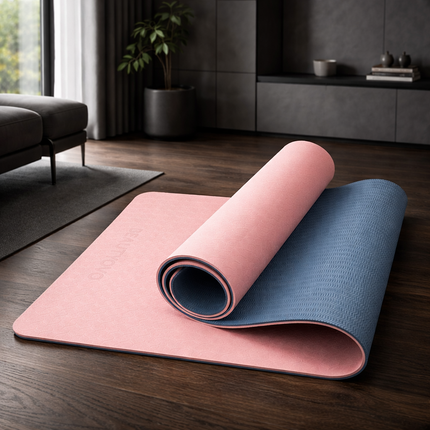 Yoga Mat with Strap, 1/3 Inch Extra Thick Yoga Mat Double-Sided Non Slip, Professional TPE Yoga Mats for Women Men, Workout Mat for Yoga, Pilates and Floor Exercises