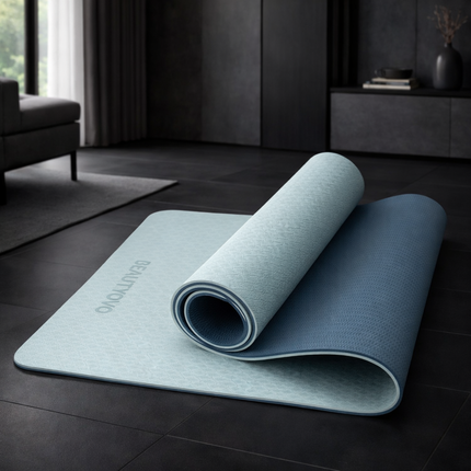 Yoga Mat with Strap, 1/3 Inch Extra Thick Yoga Mat Double-Sided Non Slip, Professional TPE Yoga Mats for Women Men, Workout Mat for Yoga, Pilates and Floor Exercises