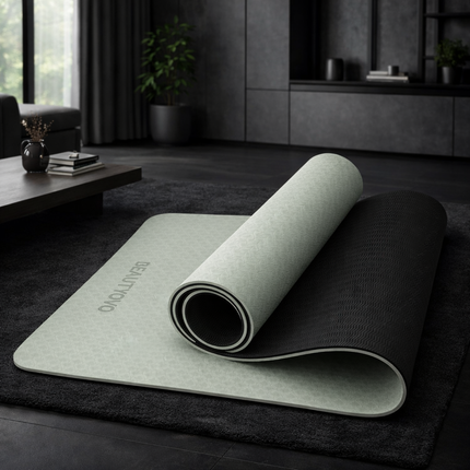 Yoga Mat with Strap, 1/3 Inch Extra Thick Yoga Mat Double-Sided Non Slip, Professional TPE Yoga Mats for Women Men, Workout Mat for Yoga, Pilates and Floor Exercises