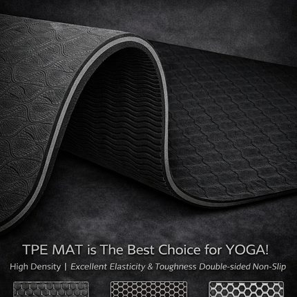 Yoga Mat with Strap, 1/3 Inch Extra Thick Yoga Mat Double-Sided Non Slip, Professional TPE Yoga Mats for Women Men, Workout Mat for Yoga, Pilates and Floor Exercises