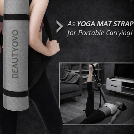 Yoga Mat with Strap, 1/3 Inch Extra Thick Yoga Mat Double-Sided Non Slip, Professional TPE Yoga Mats for Women Men, Workout Mat for Yoga, Pilates and Floor Exercises