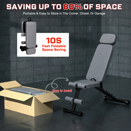 9 Positions Adjustable Weight Bench,Foldable Workout Bench Olympic Weight Bench for Home Gym Full Body Strength Training,Support up to 800Lbs