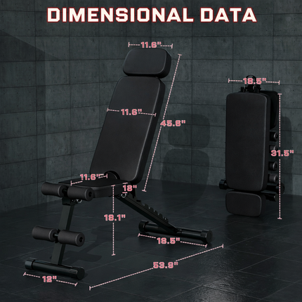 9 Positions Adjustable Weight Bench,Foldable Workout Bench Olympic Weight Bench for Home Gym Full Body Strength Training,Support up to 800Lbs