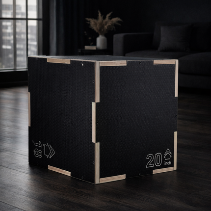 3 in 1 Plyometric Jump Box, 20/18/16 In. Wooden Plyo Box, Platform and Jumping Agility Box, Anti-Slip Fitness Exercise