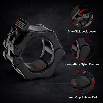 Barbell Collar Barbell Clamps 2 Inch Barbell Clips 2Pcs Quick Release for Weightlifting Bar