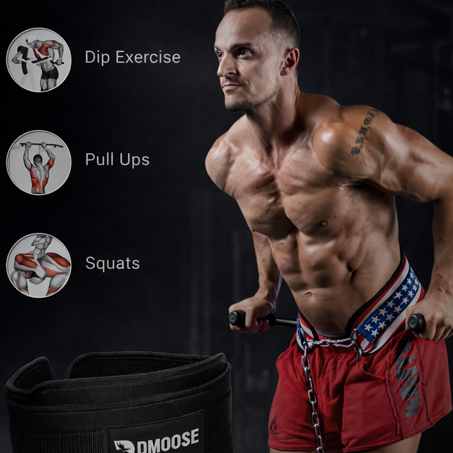 Dip Belt for Weight Lifting, Pullup, Squats & Dips - 36" Robust Steel Chain, Comfortable Neoprene Padding Supports 350Lbs - Gym Weight Belt for Strength Training Workout & Weightlifting