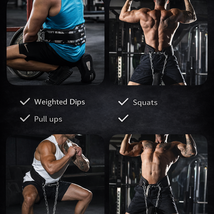 Dip Belt for Weight Lifting, Pullup, Squats & Dips - 36" Robust Steel Chain, Comfortable Neoprene Padding Supports 350Lbs - Gym Weight Belt for Strength Training Workout & Weightlifting