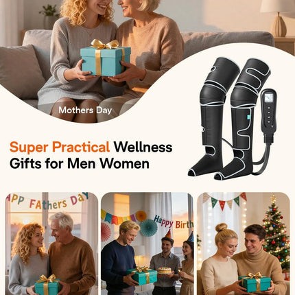 Leg Massager for Circulation and Pain Relief FSA, Gifts for Men Women Dad Mom, Leg Massager with Heat and Compression, 2 Heat 5 Modes 4 Intensities 4 Extenders