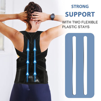 Back Brace Posture Corrector for Women and Men - Adjustable Posture Back Brace for Upper and Lower Back Pain Relief - Improve Back Posture and Lumbar Support, Medium(Waist:29-33 Inches)