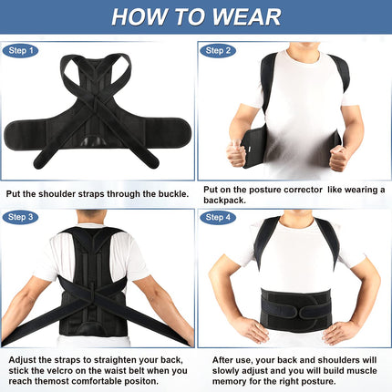 Back Brace Posture Corrector for Women and Men - Adjustable Posture Back Brace for Upper and Lower Back Pain Relief - Improve Back Posture and Lumbar Support, Medium(Waist:29-33 Inches)