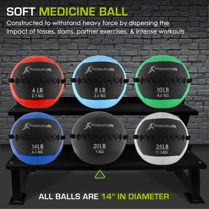 Soft Medicine Balls with Color-Coded Weights, 20 Lb
